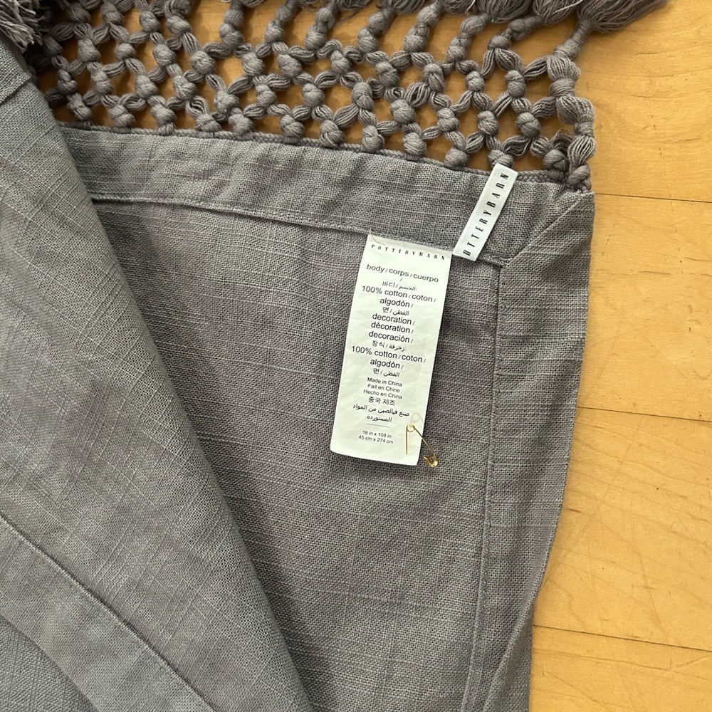 Pottery Barn Taupe grey table runner